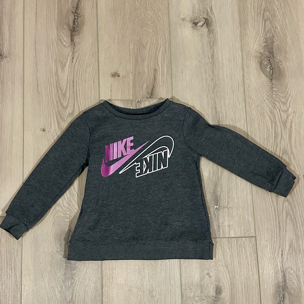 Nike Charcoal Sweatshirt with Purple and White Logo